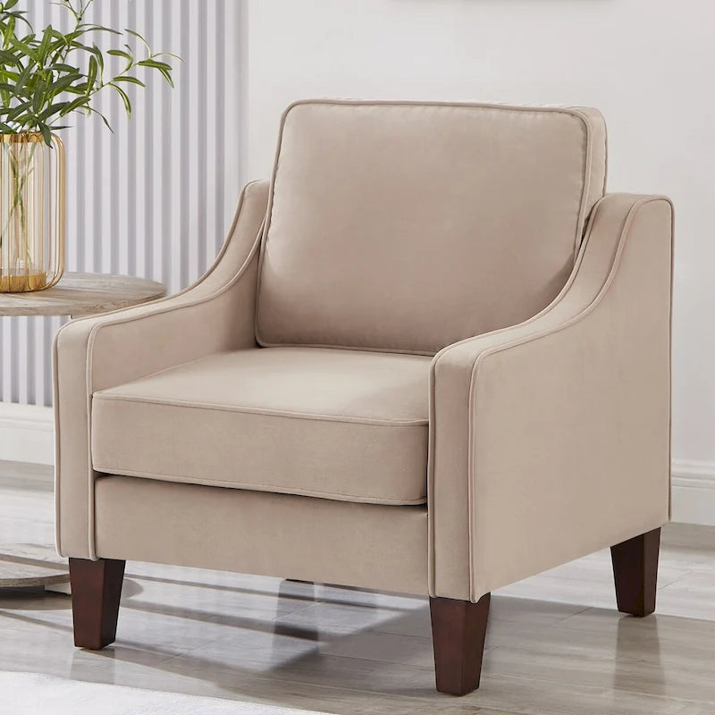 Modern Upholstered Sofa with Removable Cushions and Scooped Arms