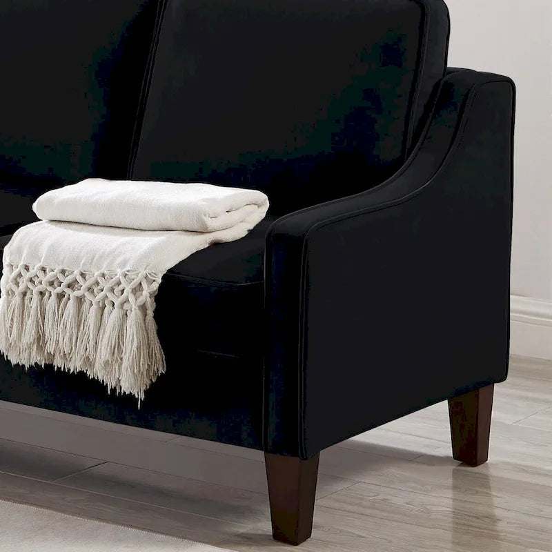 Modern Upholstered Sofa with Removable Cushions and Scooped Arms