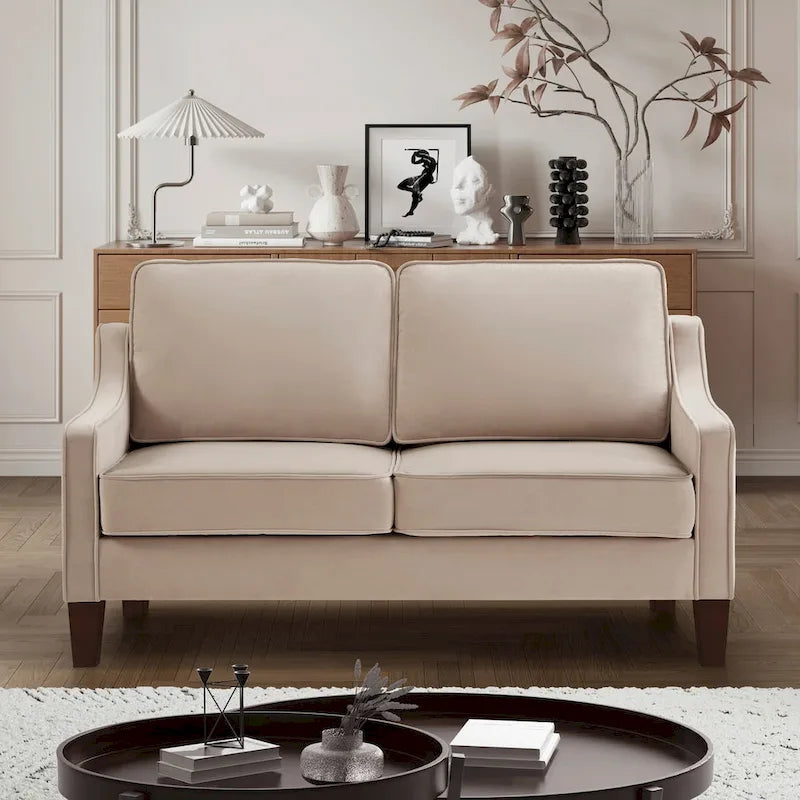 Modern Upholstered Sofa with Removable Cushions and Scooped Arms