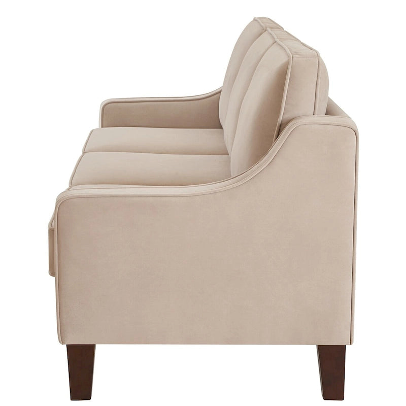 Modern Upholstered Sofa with Removable Cushions and Scooped Arms