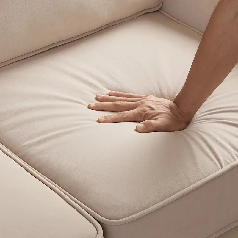 Modern Upholstered Sofa with Removable Cushions and Scooped Arms