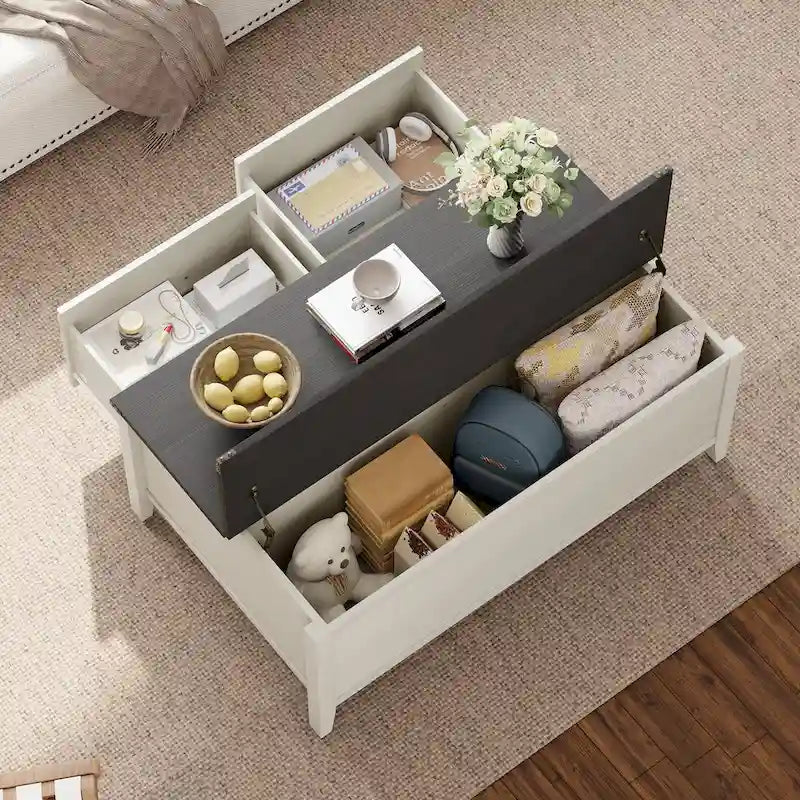 Coffee Table with Hidden Storage, 2 Drawers and Flip Top Storage with Lift Hinges - See Details