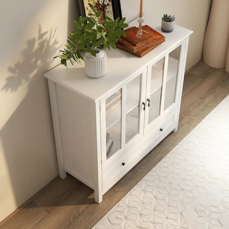 Buffet Storage Cabinet with Double Glass Doors