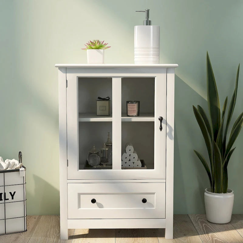 Buffet Storage Cabinet with Double Glass Doors
