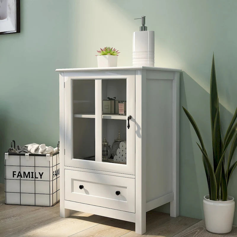 Buffet Storage Cabinet with Double Glass Doors