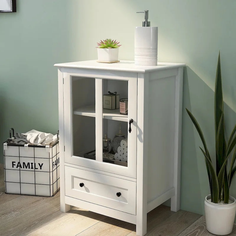 Buffet Storage Cabinet with Double Glass Doors