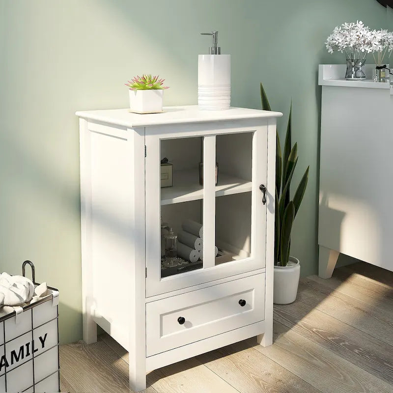 Buffet Storage Cabinet with Double Glass Doors