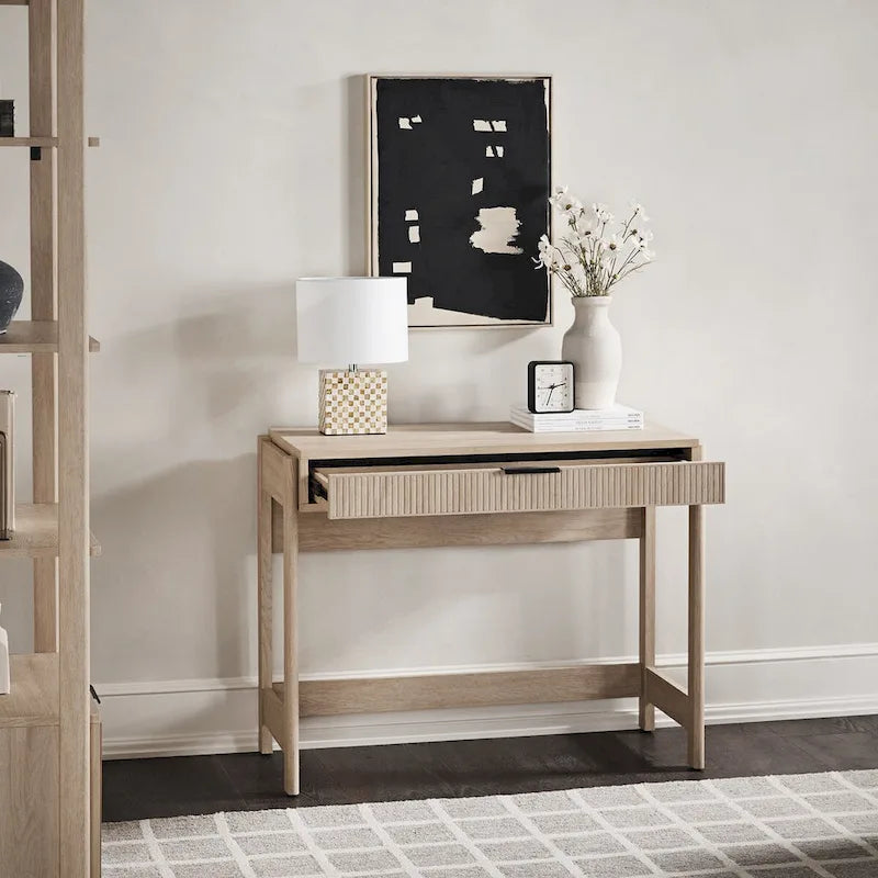 Reeded Writing Desk with Drawer