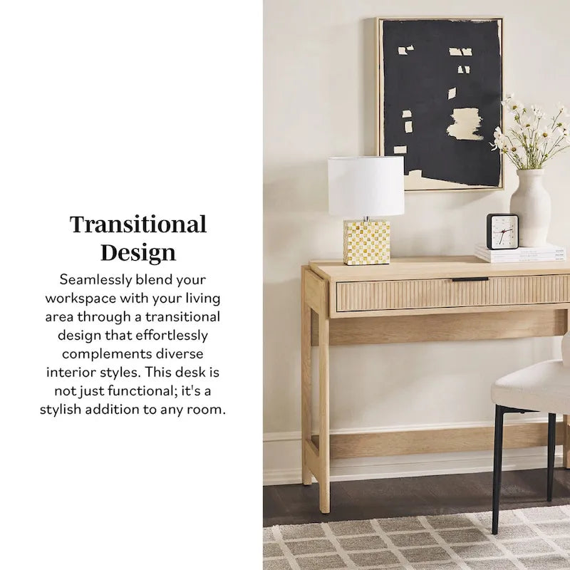 Reeded Writing Desk with Drawer
