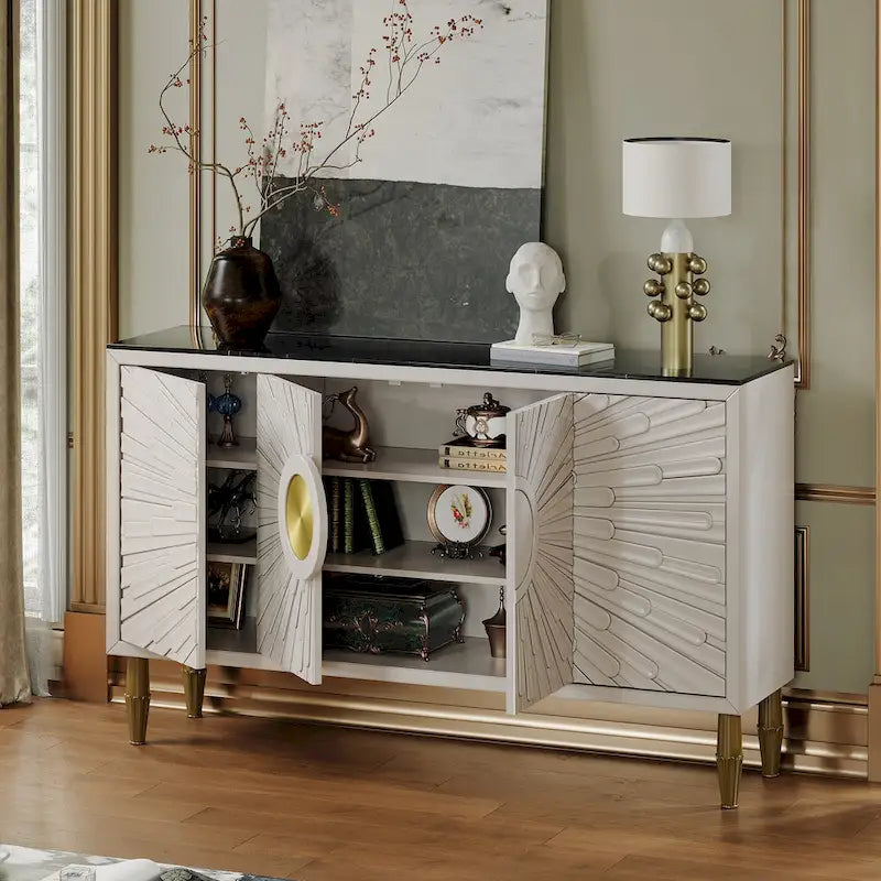 Modern 62.99 Sideboard Decorative Cabinet with Storage Shelves