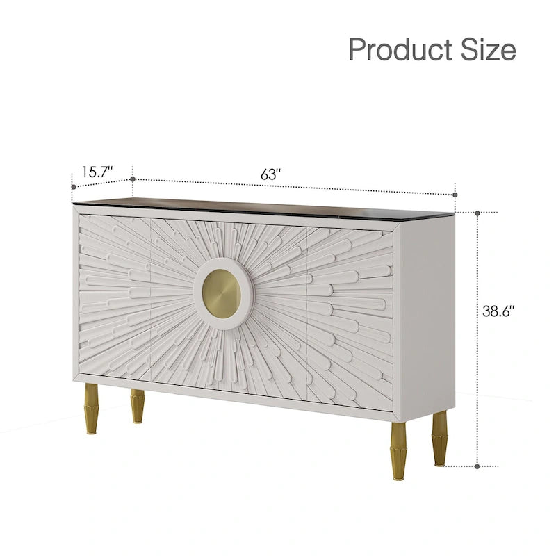 Modern 62.99 Sideboard Decorative Cabinet with Storage Shelves