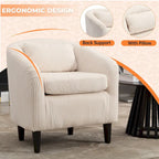 Fauteuil simple en velours côtelé de style moderne du milieu du siècle avec cadre en bois