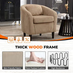 Fauteuil simple en velours côtelé de style moderne du milieu du siècle avec cadre en bois