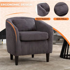 Fauteuil simple en velours côtelé de style moderne du milieu du siècle avec cadre en bois